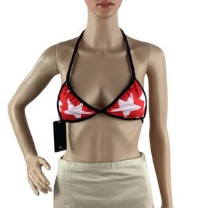 Wildfox 80s Stars Reversible Triangle Bikini Top Red Blue Size S